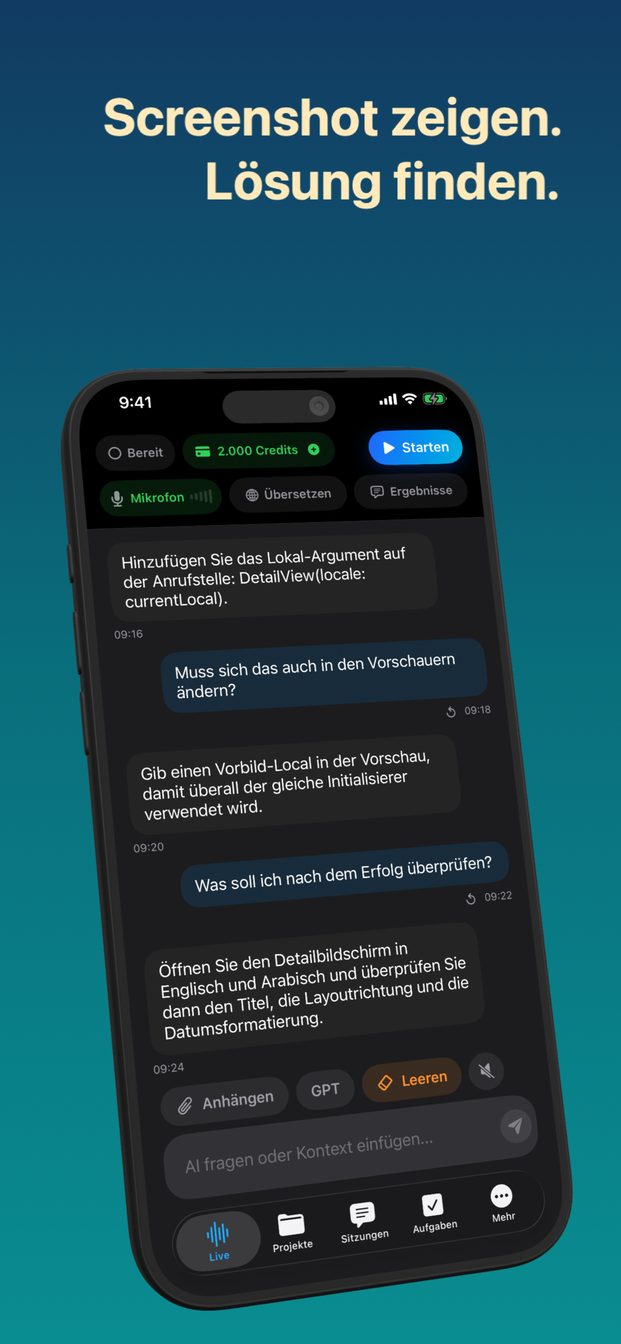Kontext, den Sie anhängen