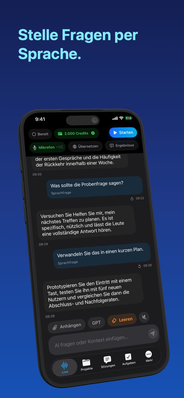 Eine Live-Sitzung, kein Chatfenster