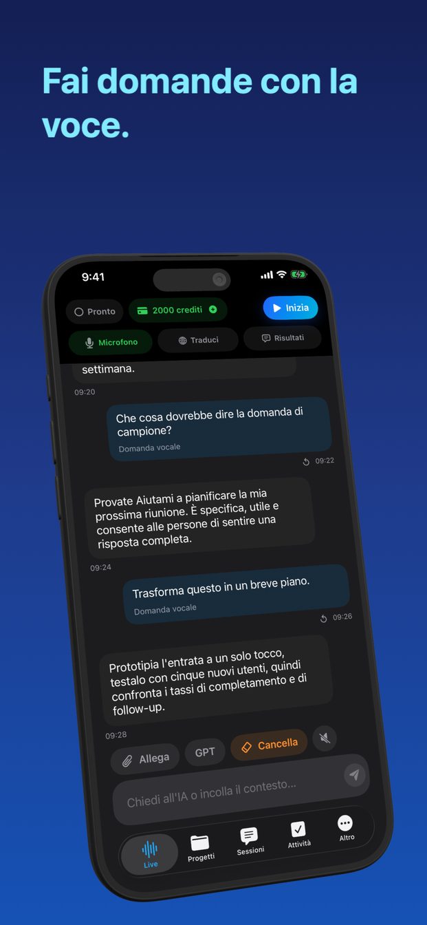 Una sessione dal vivo, non una casella di chat