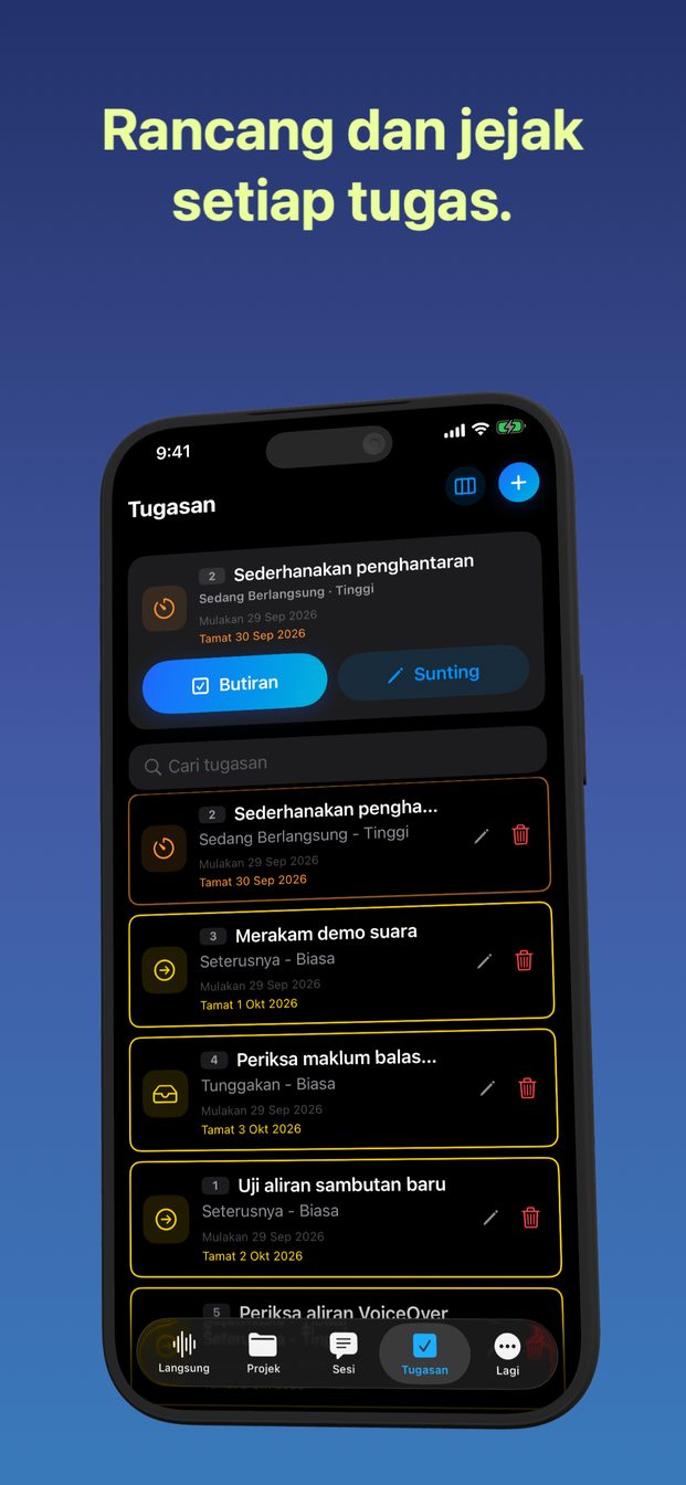 Tugasan, nota, penjadual